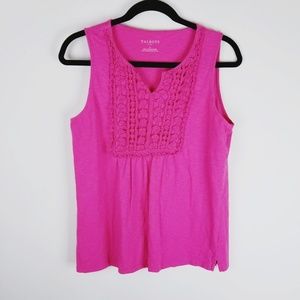 Talbots pink crochet neck sleeveless tank top smal